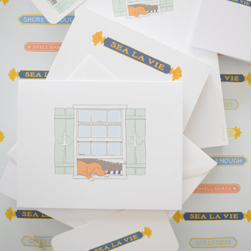 Pup in a Window Note Card