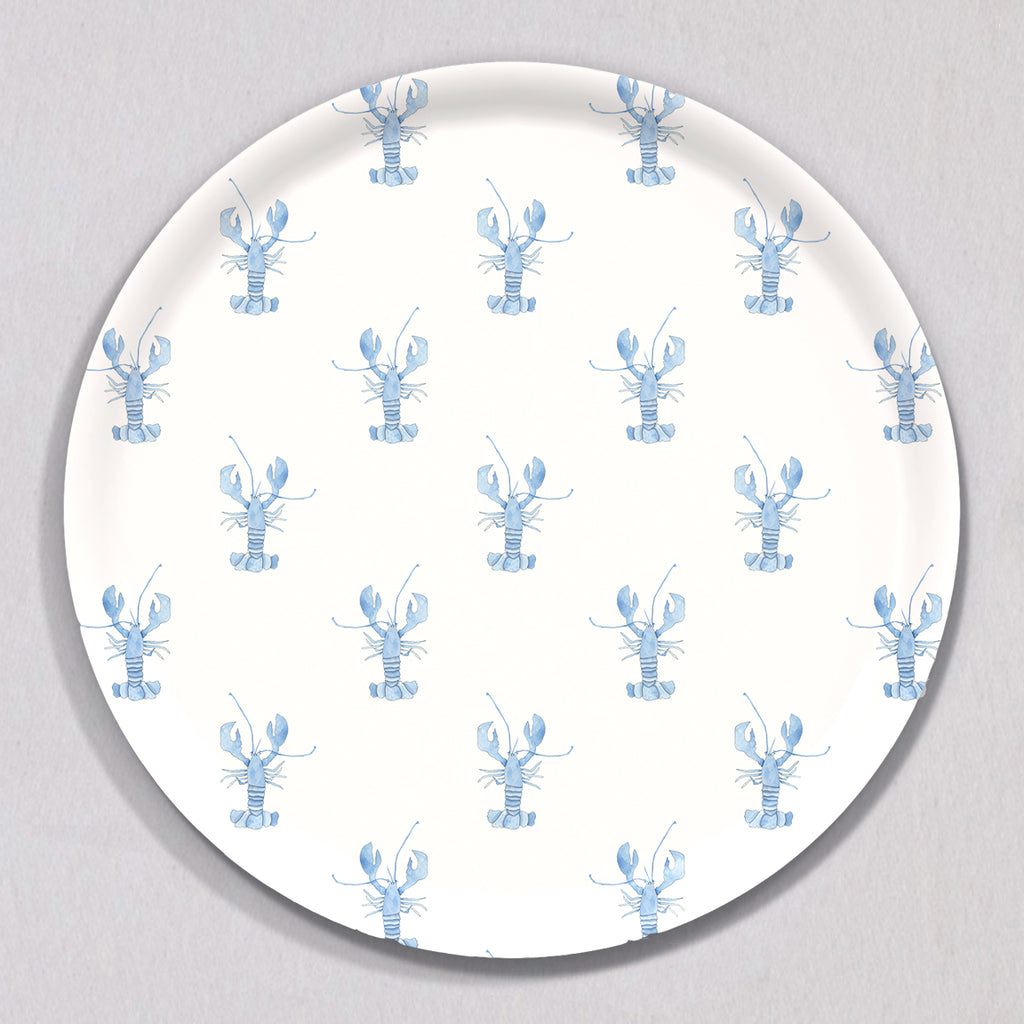 Blue Lobster Tray, Round by Sara Fitz