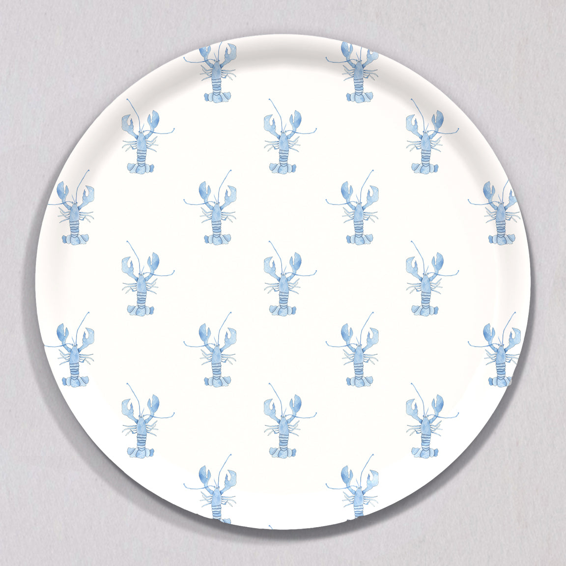 Blue Lobster Tray, Round by Sara Fitz