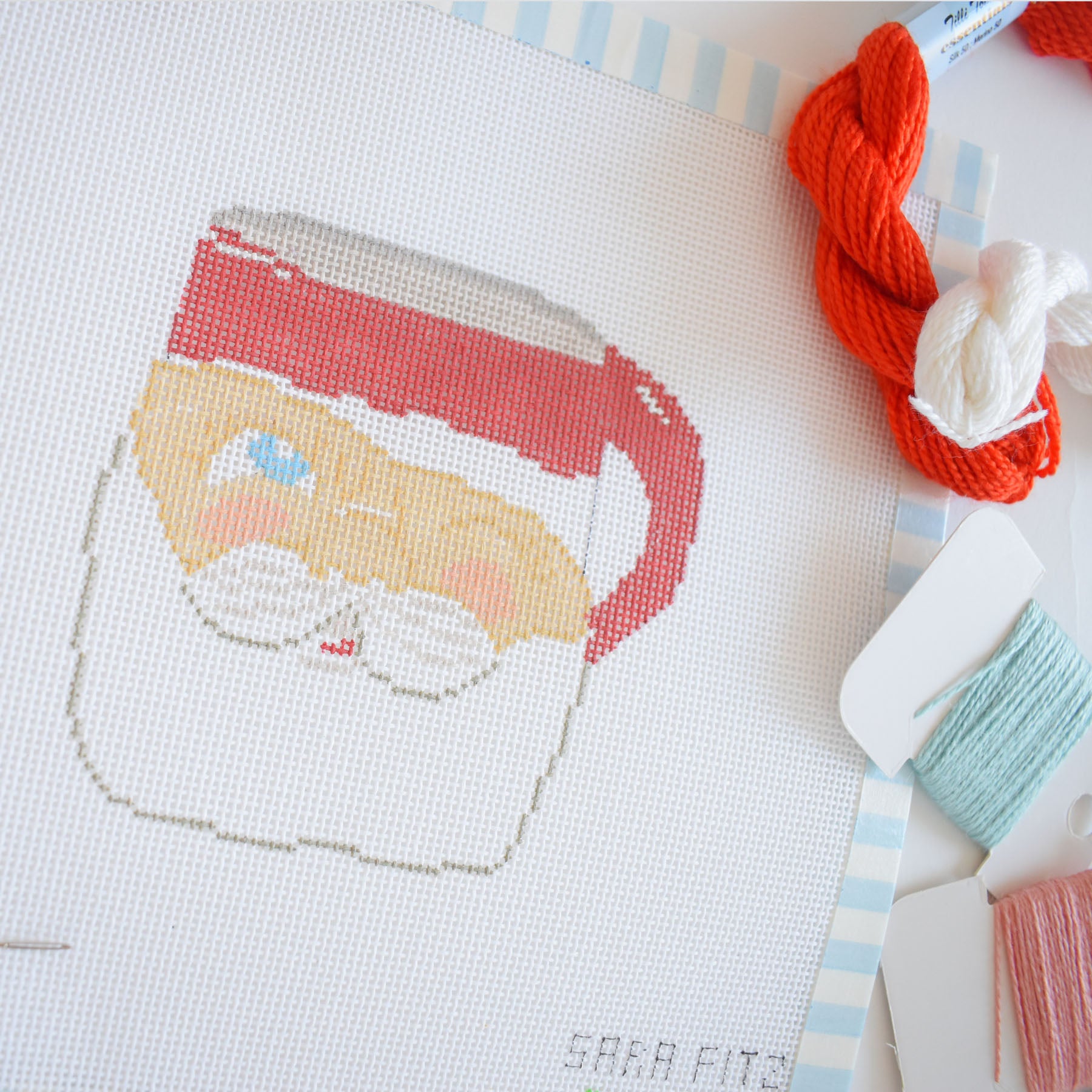 Santa Mug Needlepoint | Sara Fitz