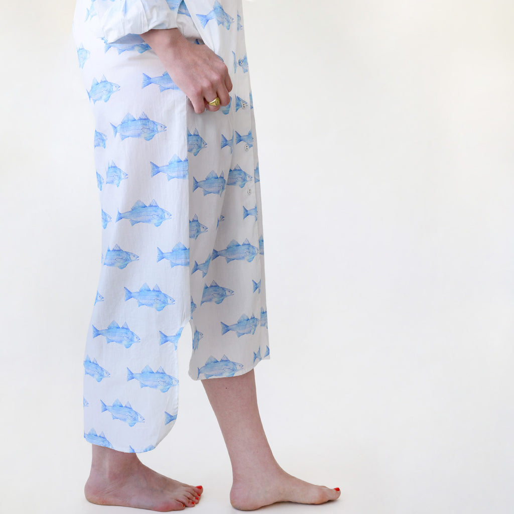 Classic Shirt Dress, Blue Fish by Sara Fitz