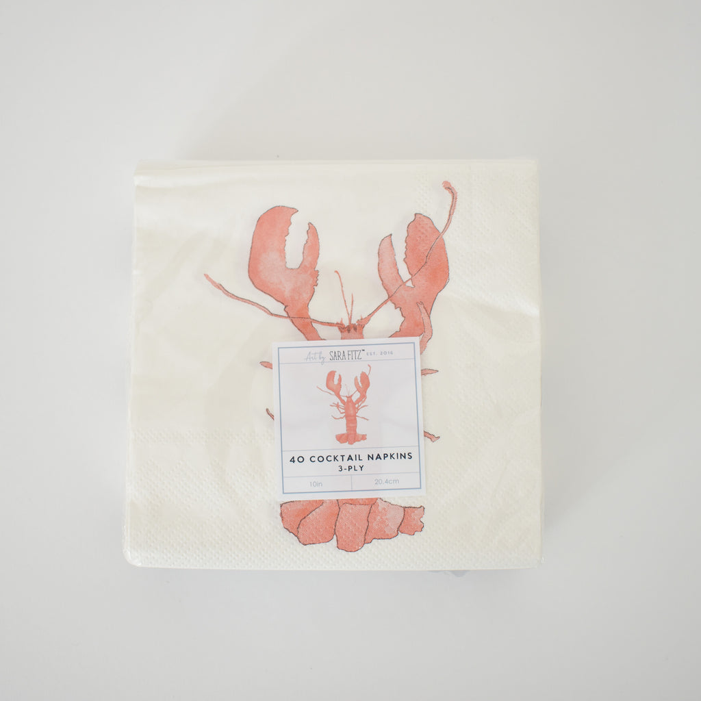 Lobster Paper Cocktail Napkins by Sara Fitz
