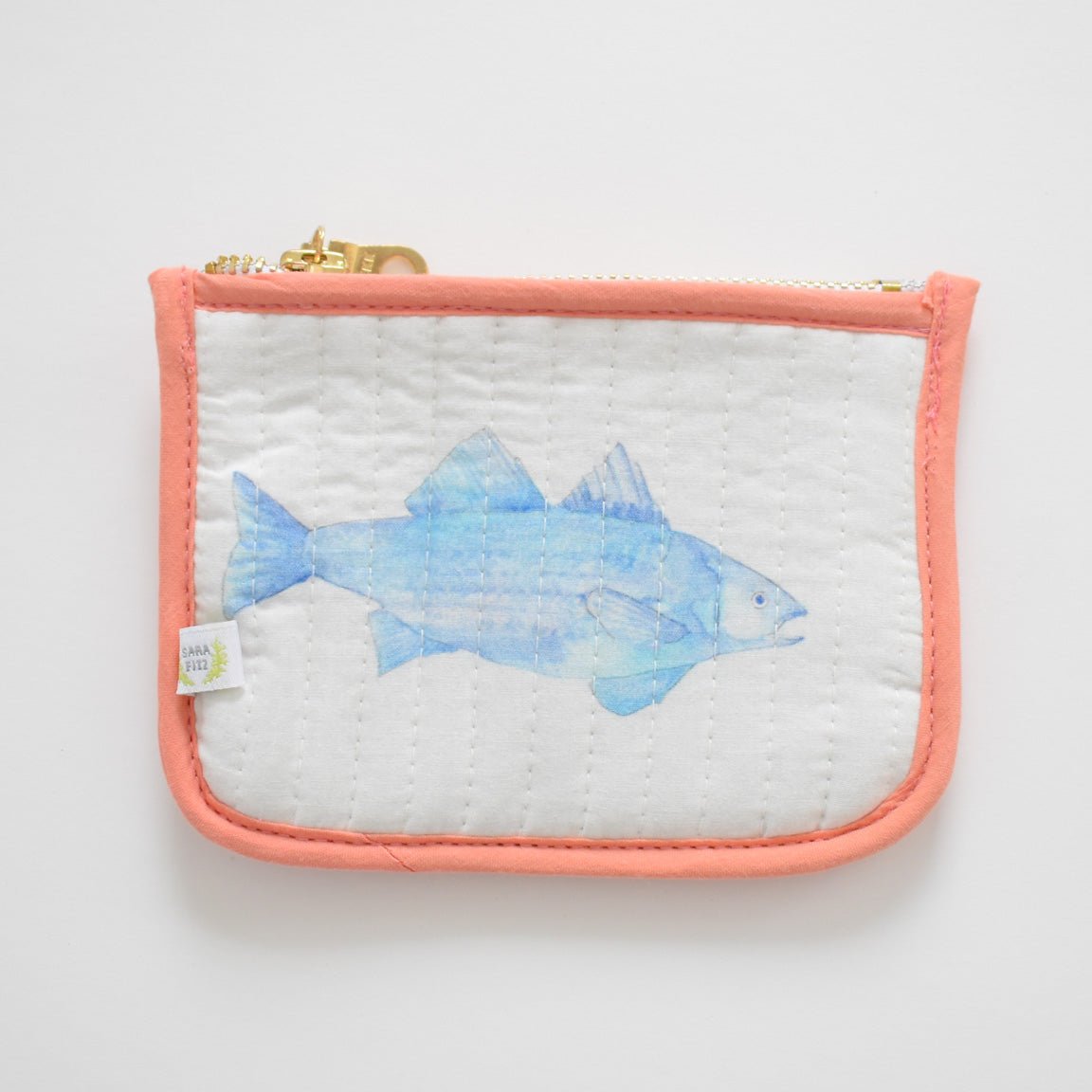 Coin Pouch, Blue Fish by Sara Fitz