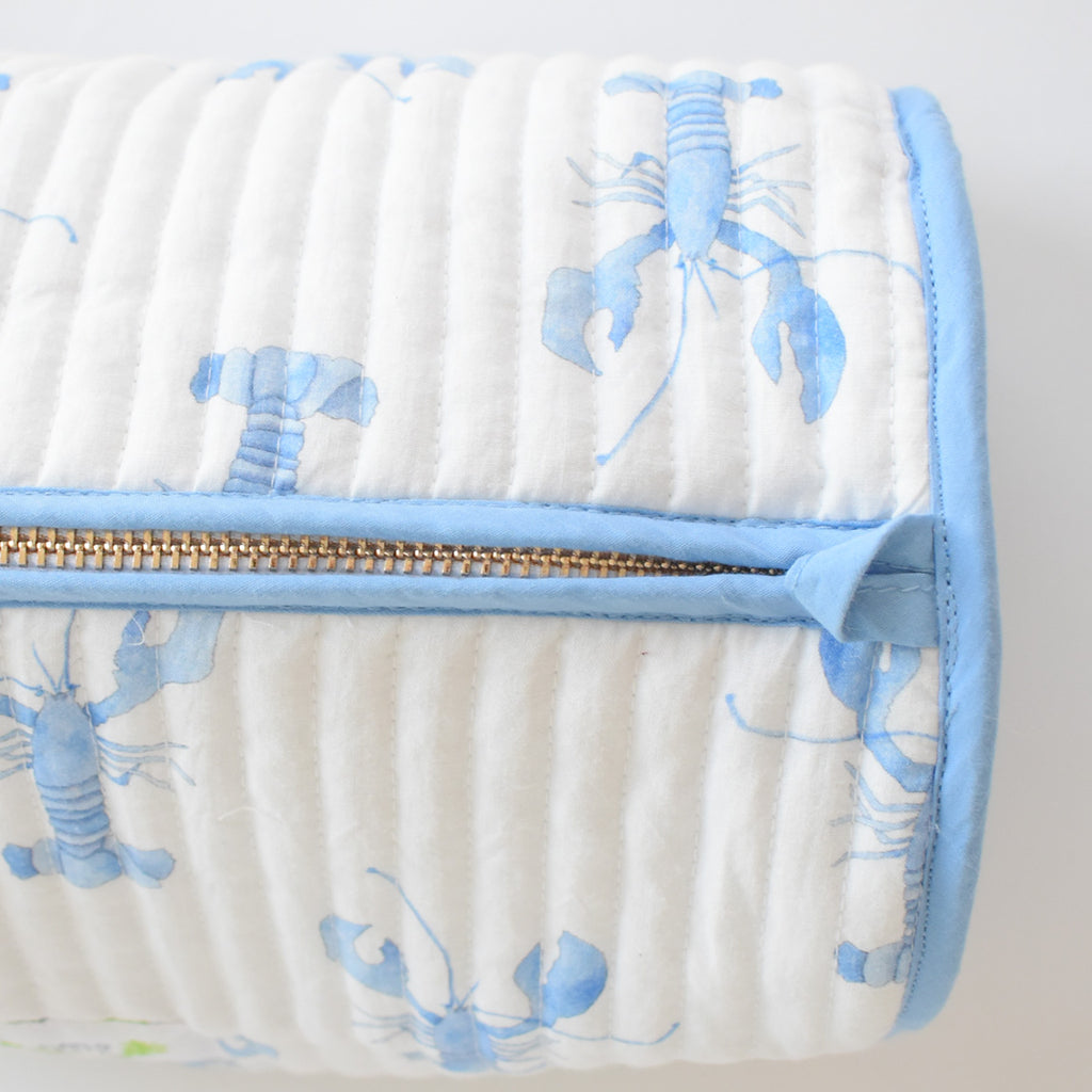 Cosmetic Pouch, Blue Lobster by Sara Fitz