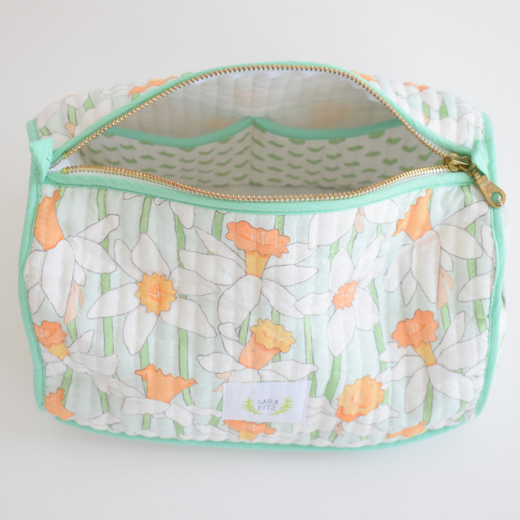 Cosmetic Pouch, Daffy by Sara Fitz