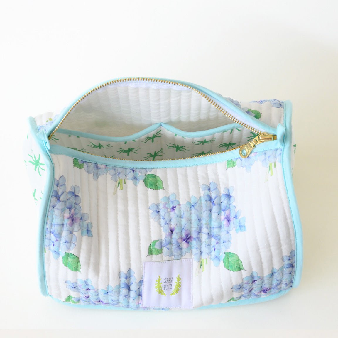 Sara Fitz Hydrangea Cosmetic Pouch Cotton Quilted