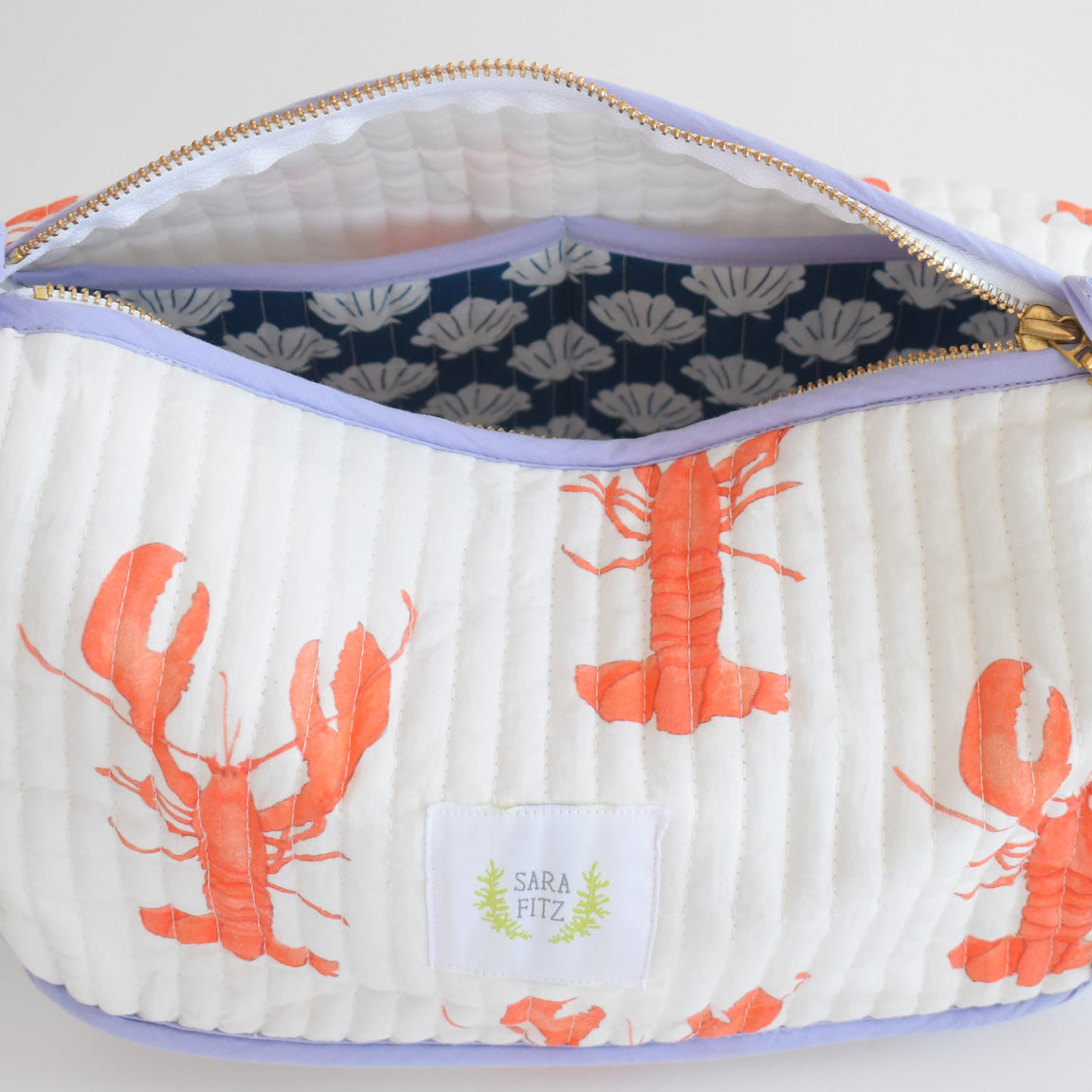 Cosmetic Pouch, Lobster by Sara Fitz