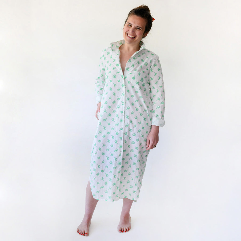 Classic Shirt Dress, Green Star by Sara Fitz