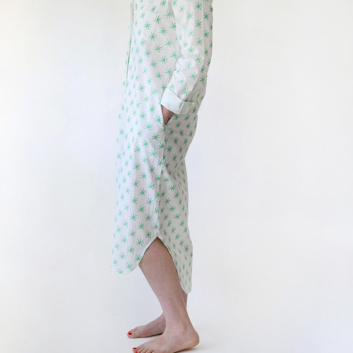 Sara Fitz Classic Shirt Dress Green Star Sara Fitz Classic Shirt Dress Green Star