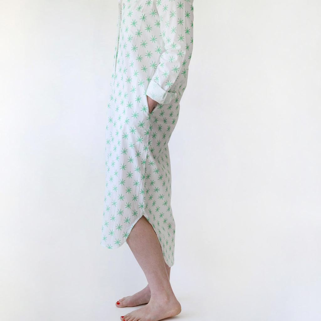 Classic Shirt Dress, Green Star by Sara Fitz