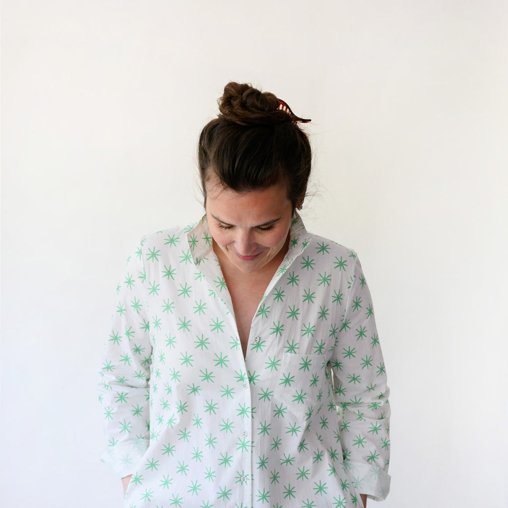 Classic Shirt Dress, Green Star by Sara Fitz