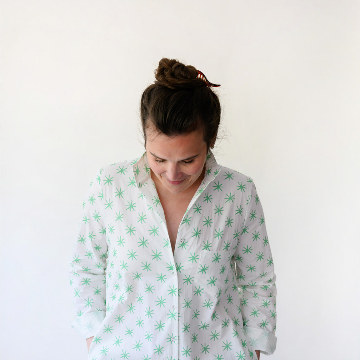Classic Shirt Dress, Green Star by Sara Fitz