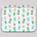 Large Holiday Trimmings Tray by Sara Fitz: a rectangular melamine-coated birch wood tray featuring a repeating pattern of colorful spools of holiday ribbon and twine.