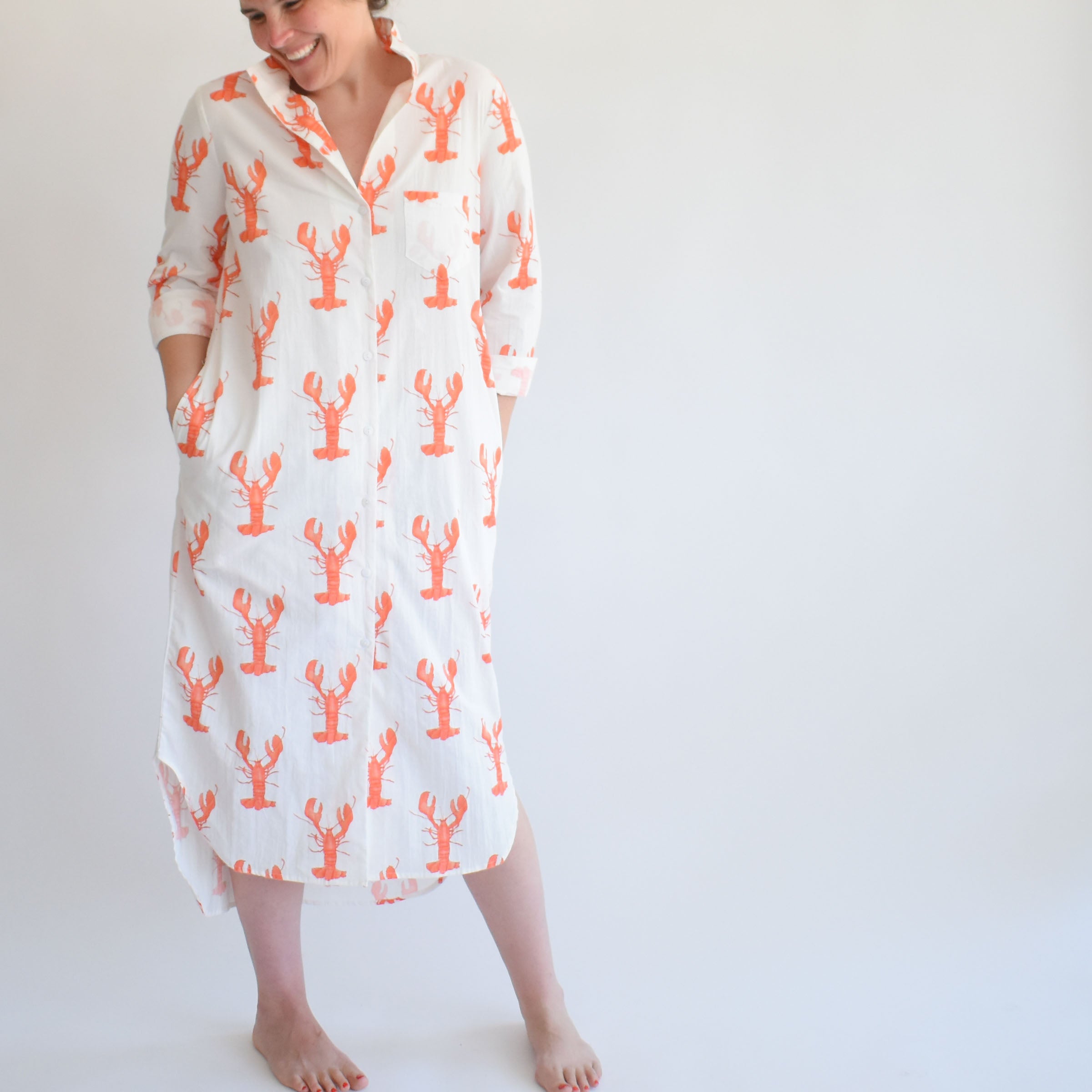 Classic Shirt Dress, Lobster by Sara Fitz