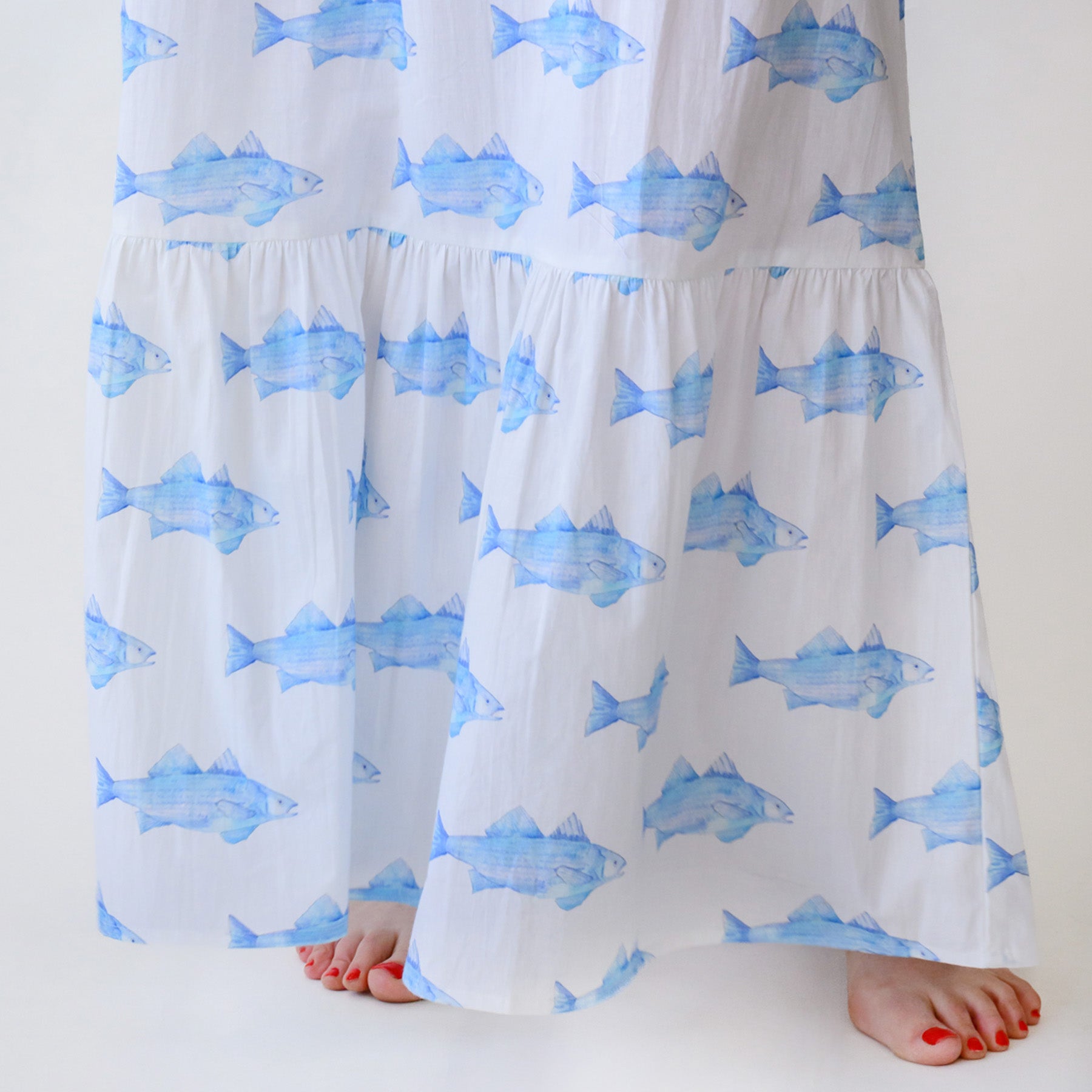 Sara Fitz Maxi Dress Blue Fish With Pockets Sara Fitz Maxi Dress Blue Fish With Pockets