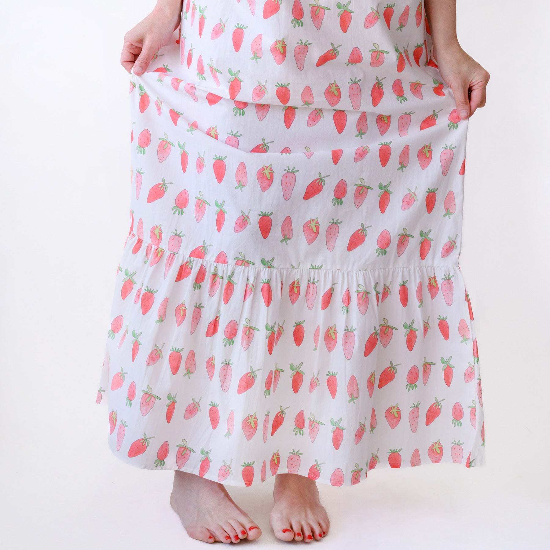 Sara Fitz Strawberry Maxi Dress With Pockets