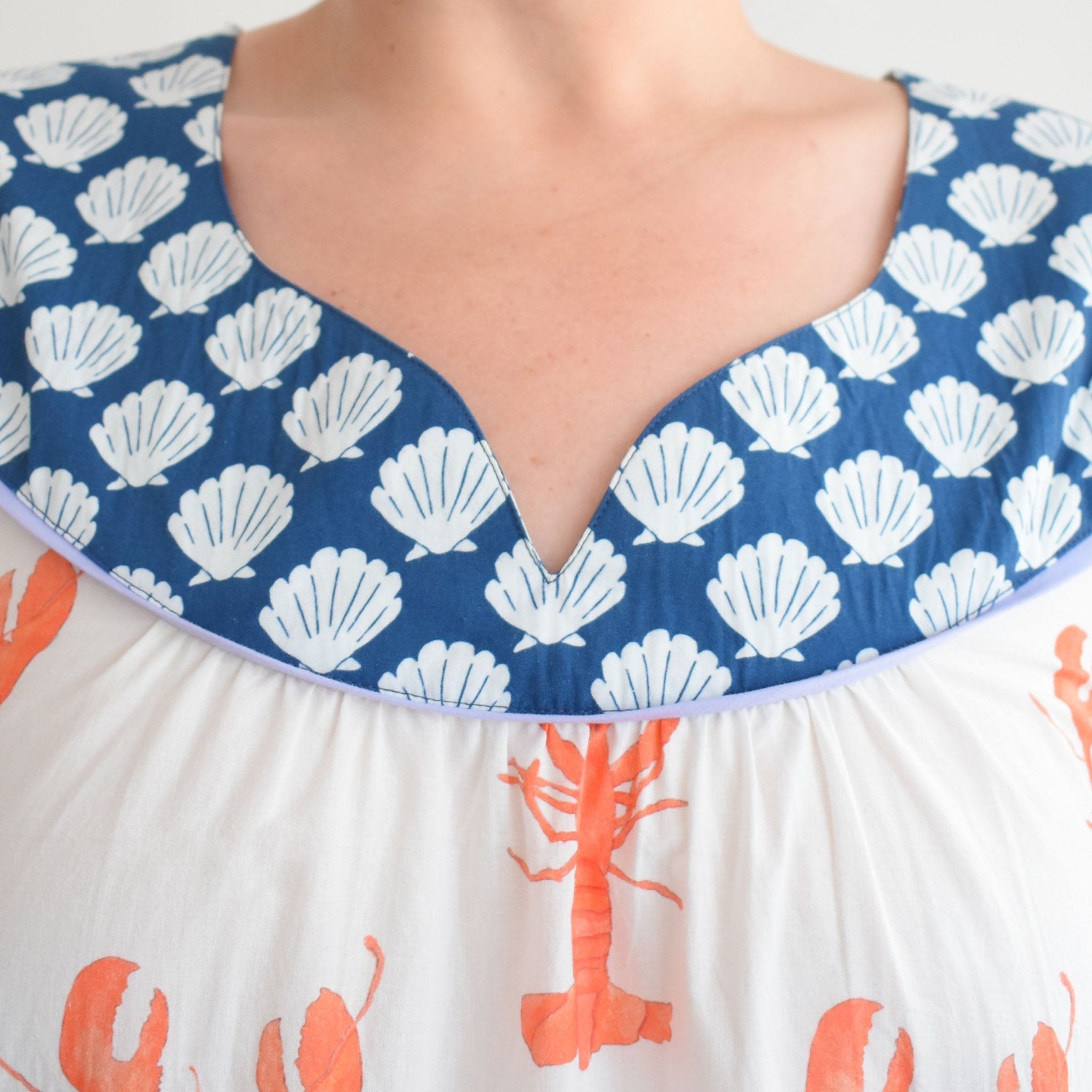 Sara Fitz Lobster Maxi Dress Coastal Cotton Comfort Sara Fitz Lobster Maxi Dress Coastal Cotton Comfort