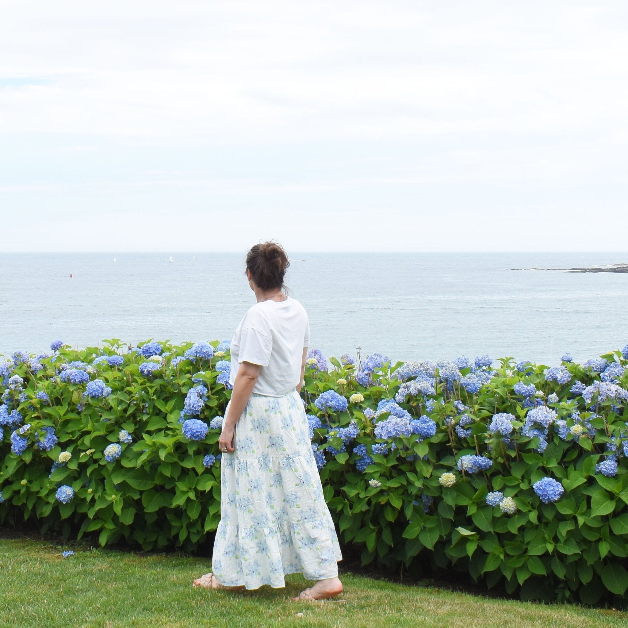 Sara Fitz Tiered Maxi Skirt Hydrangea Cotton Seersucker Sara Fitz Tiered Maxi Skirt Hydrangea Cotton Seersucker