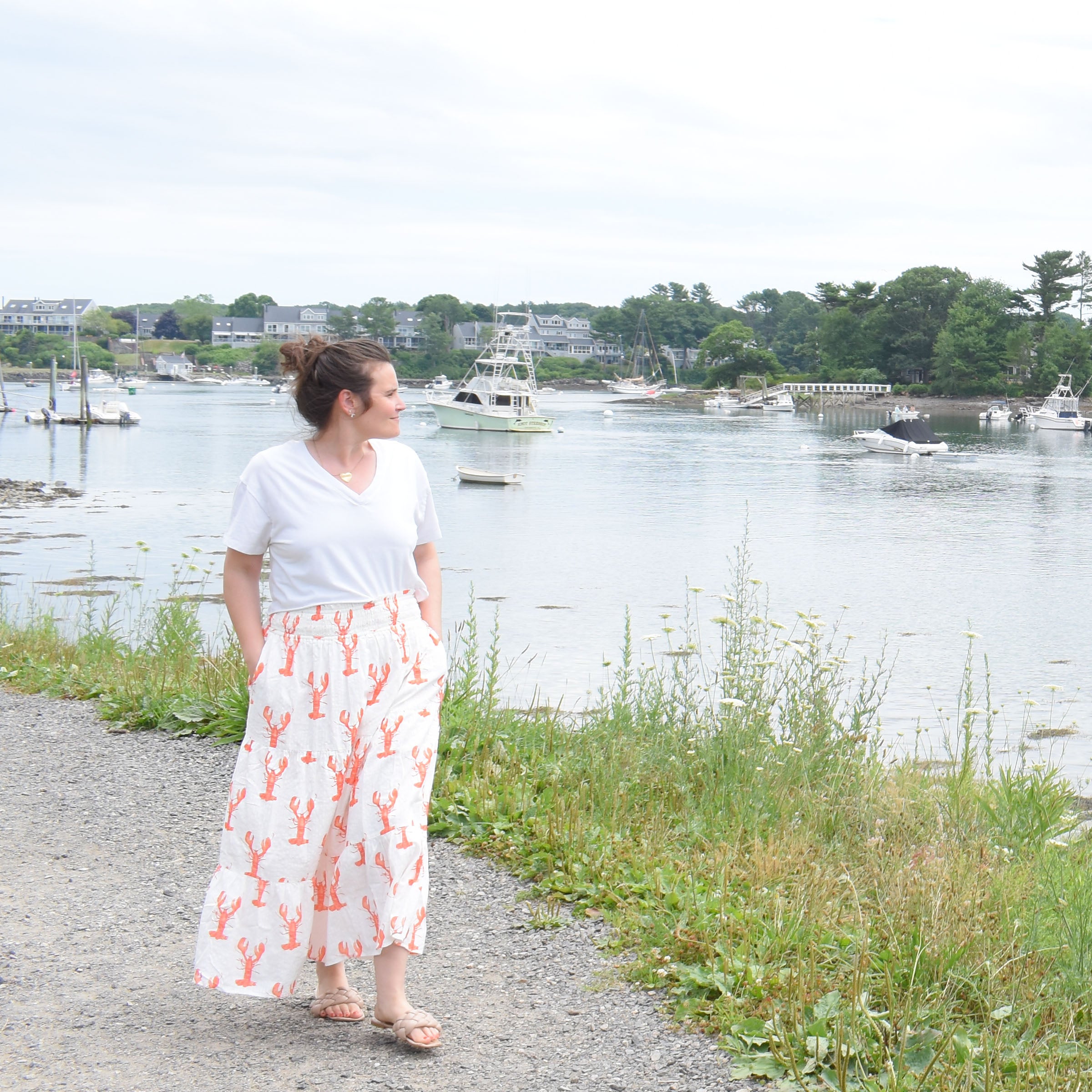 Tiered Maxi Skirt, Lobster by Sara Fitz