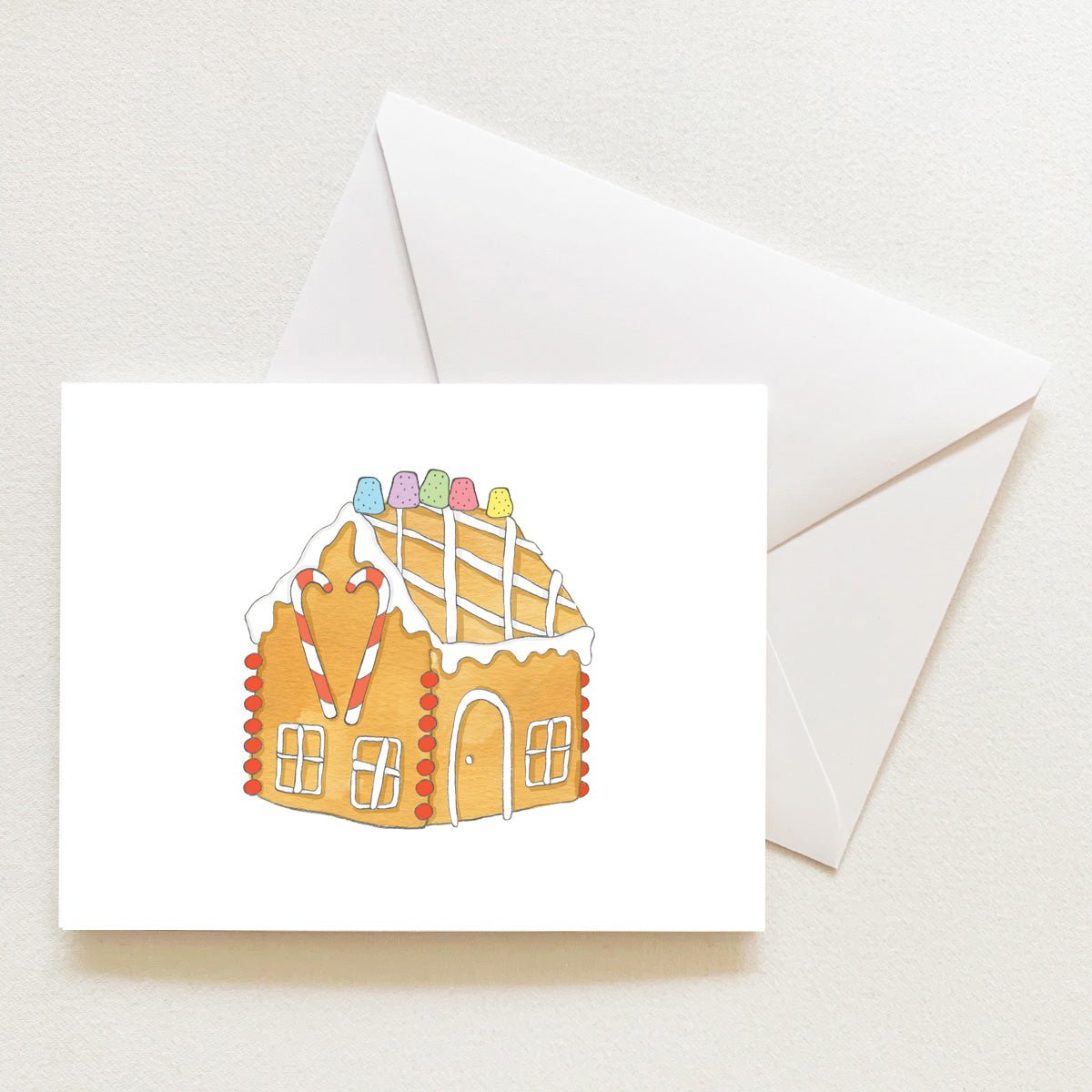 Gingerbread Cottage Note Card by Sara Fitz