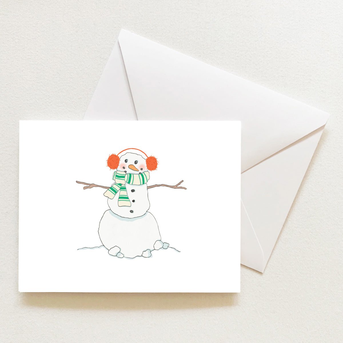Happy Snowman Note Card by Sara Fitz