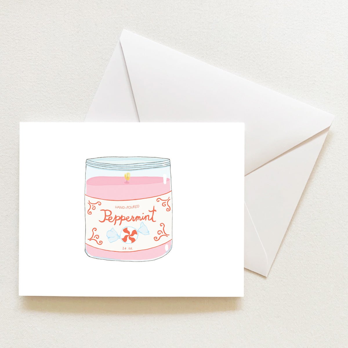 Peppermint Candle Note Card by Sara Fitz