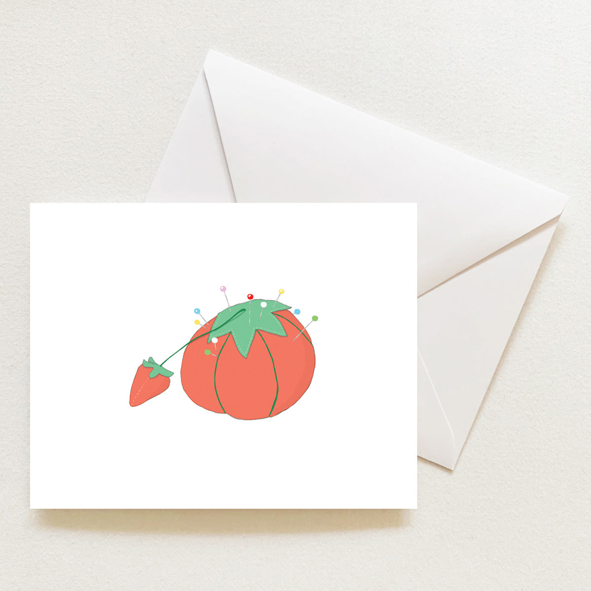 Tomato Pincushion Note Card
