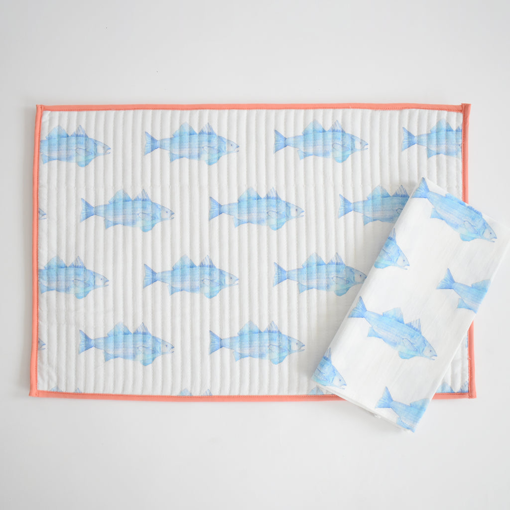 Blue Fish Placemats by Sara Fitz