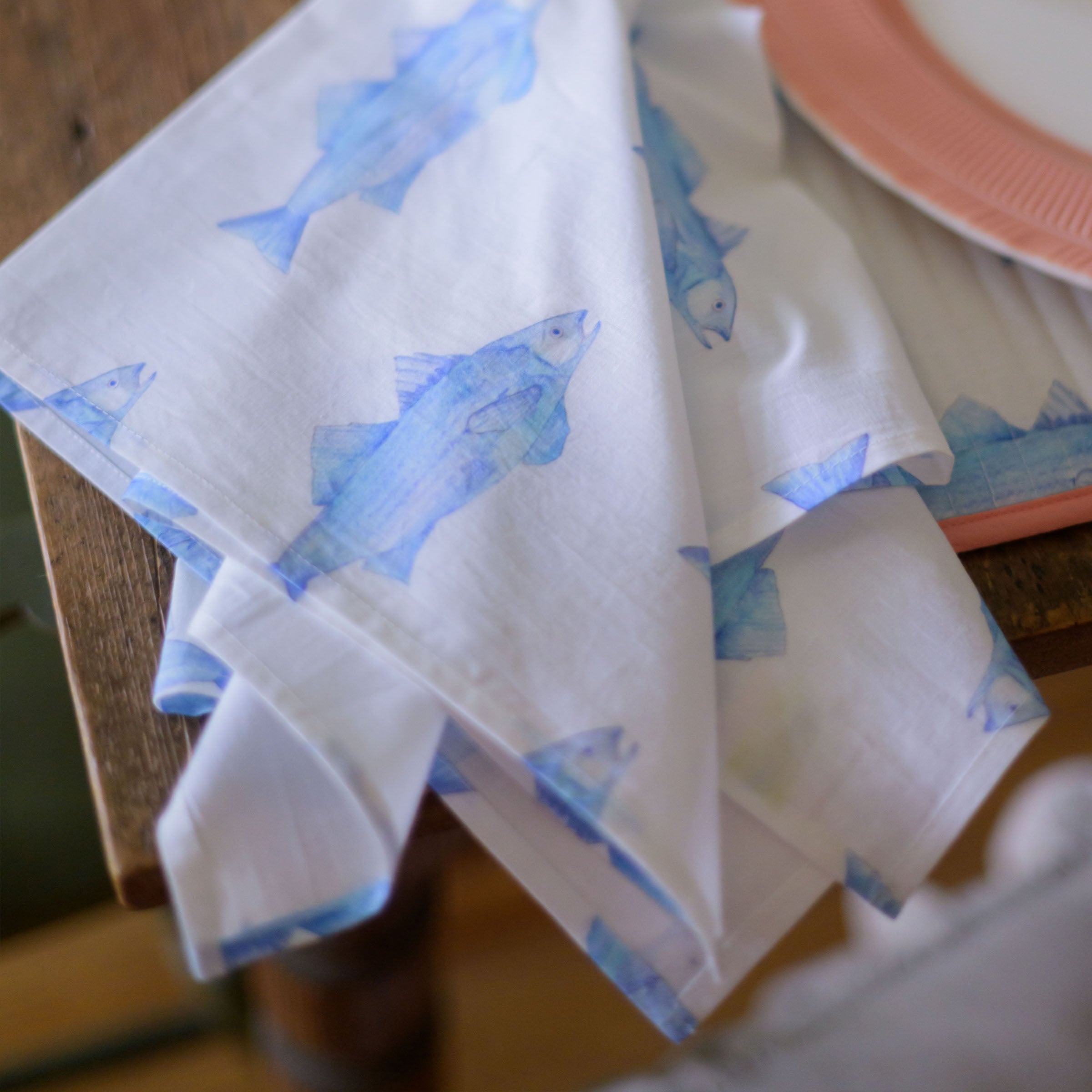 Blue Fish Napkins by Sara Fitz
