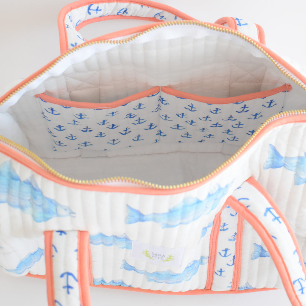 Purse, Blue Fish by Sara Fitz