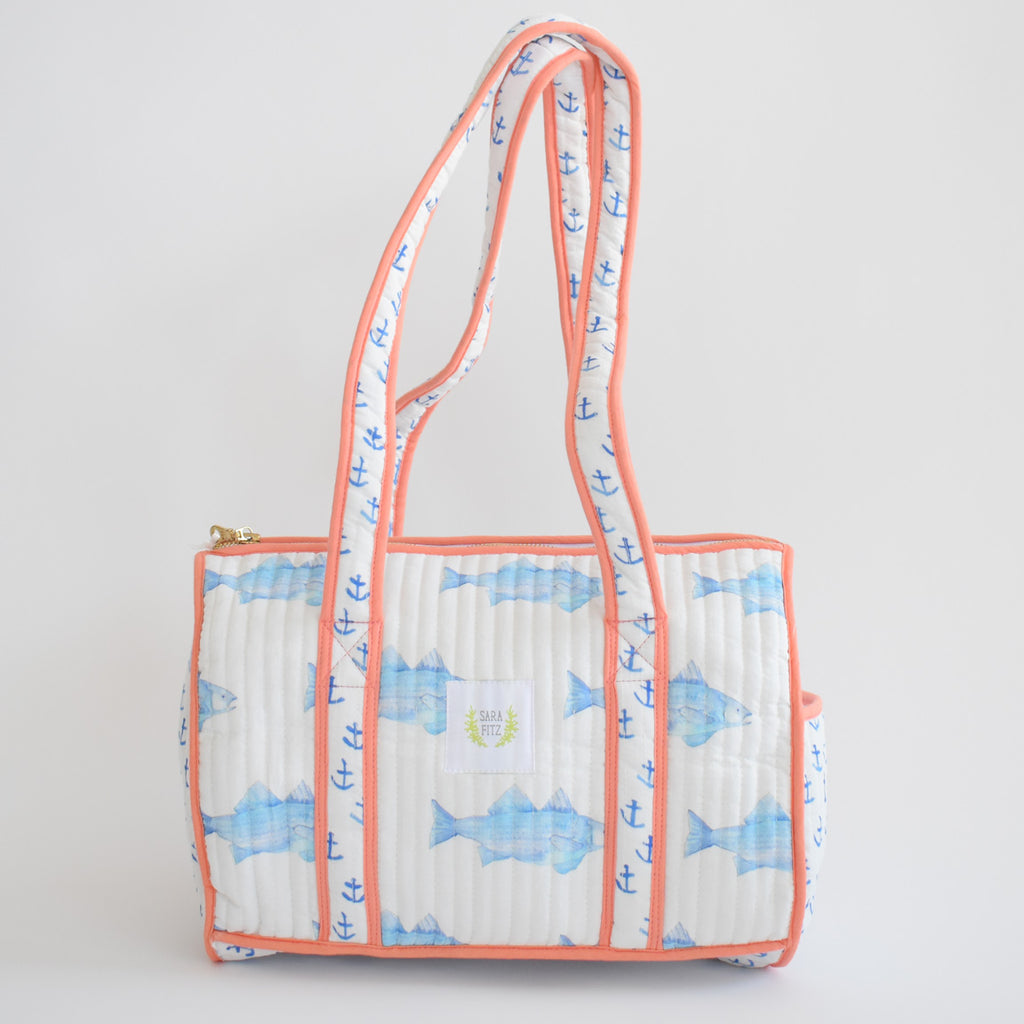 Purse, Blue Fish by Sara Fitz