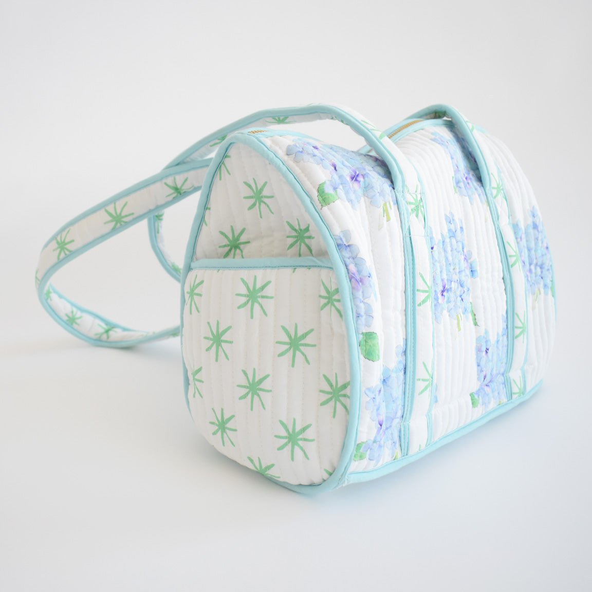 Sara Fitz Hydrangea Purse Quilted Cotton Shoulder Bag