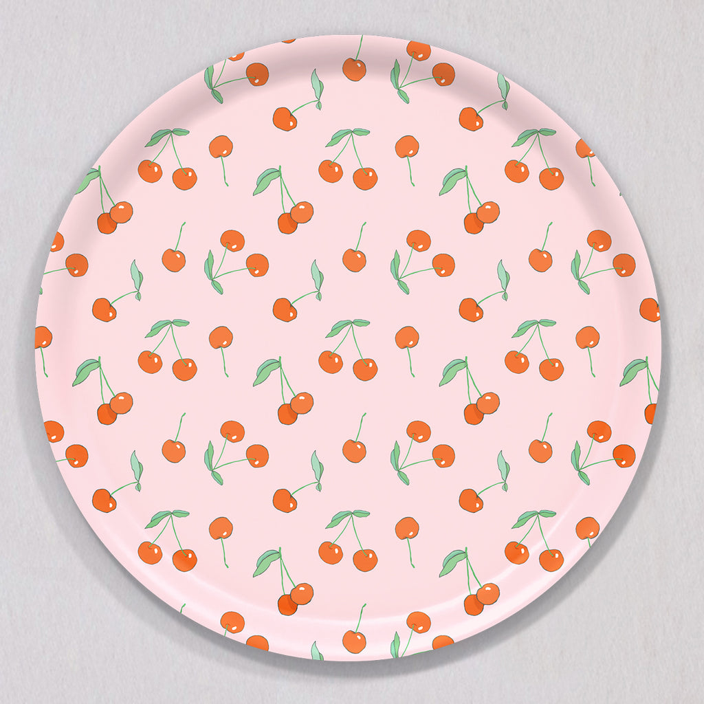 Cherries Tray, Round by Sara Fitz