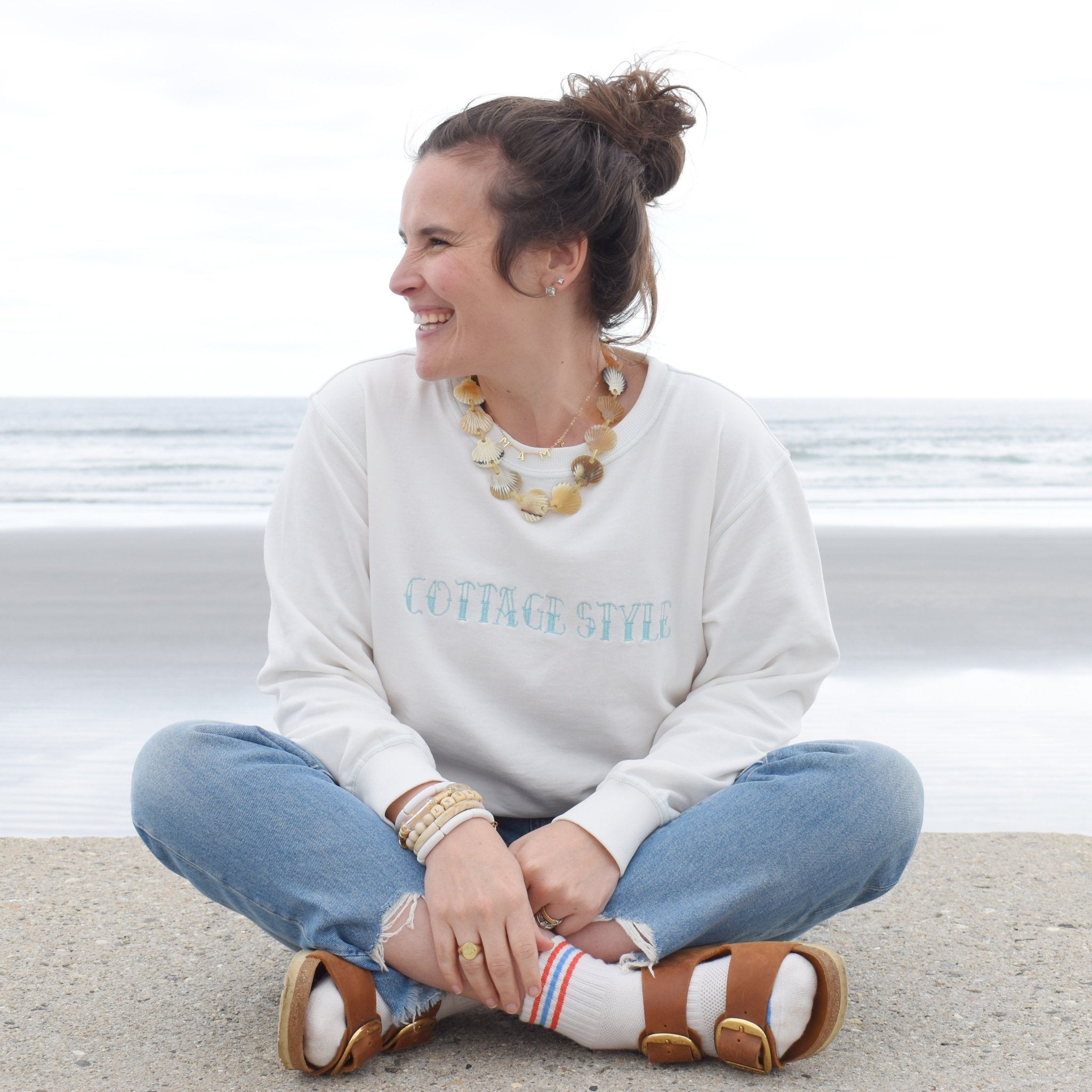 Embroidered Cottage Style Sweatshirt by Sara Fitz