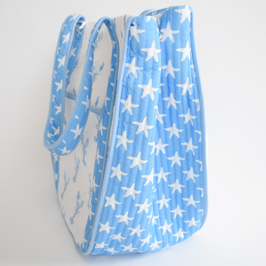 Expandable Tote, Blue Lobster by Sara Fitz