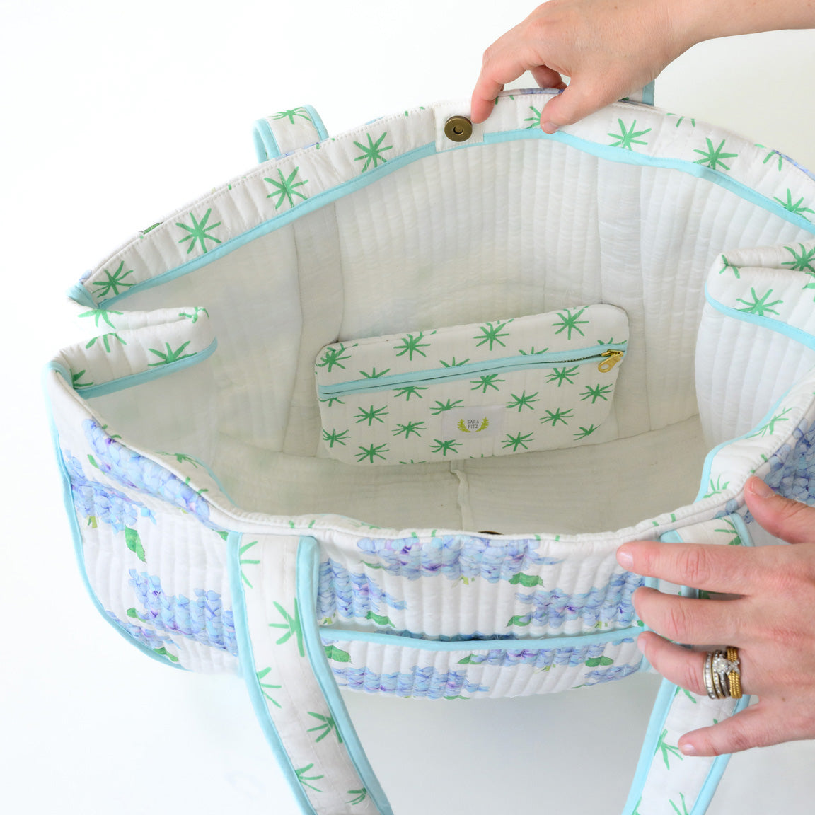 Expandable Tote, Hydrangea by Sara Fitz