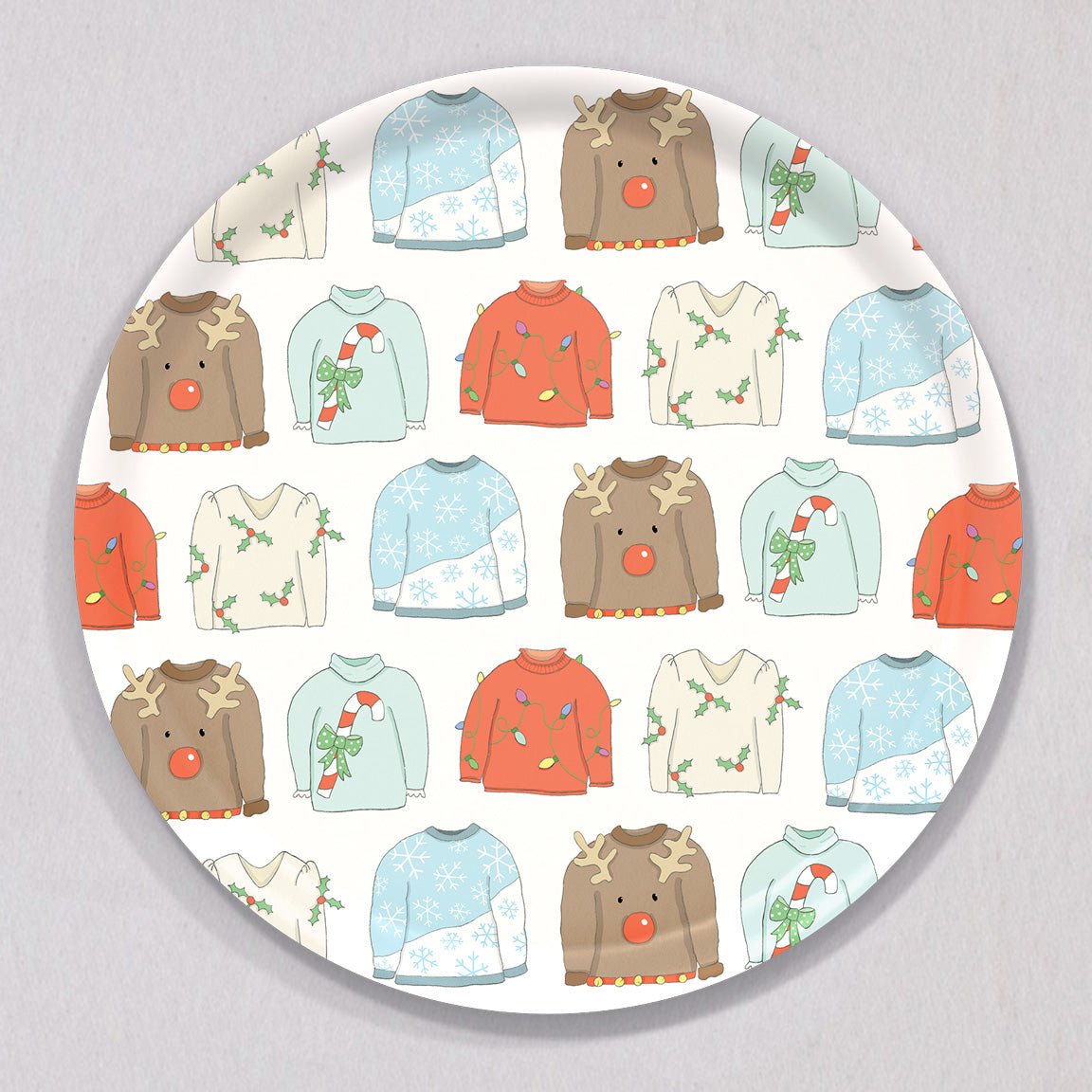 Large Ugly Sweater Tray, Round by Sara Fitz