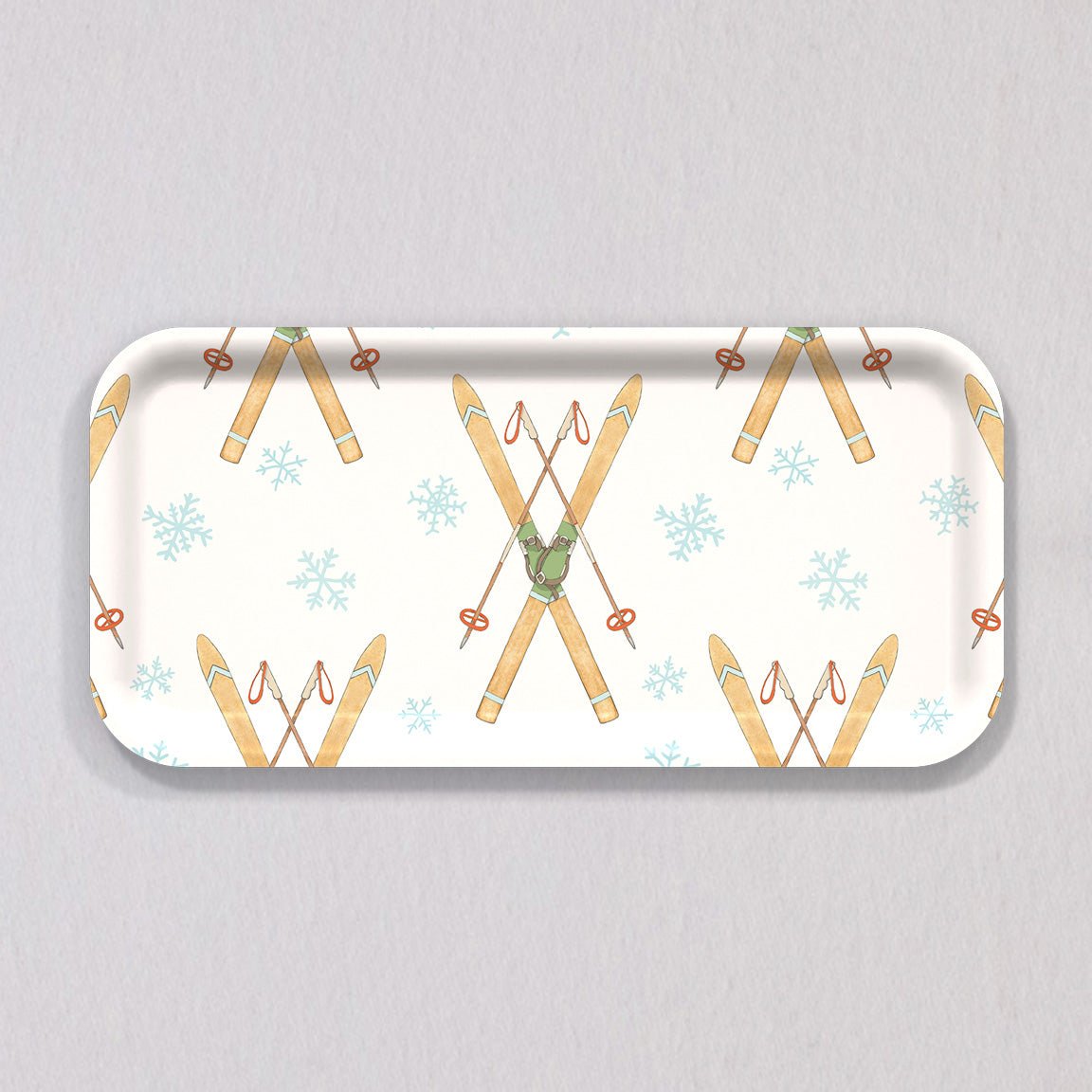 Small Vintage Skis Tray by Sara Fitz