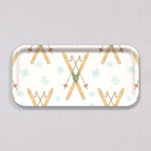 Small Vintage Skis Tray by Sara Fitz