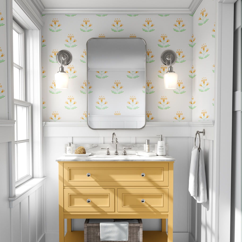 Block Print Style Sherbet Wallpaper by Sara Fitz