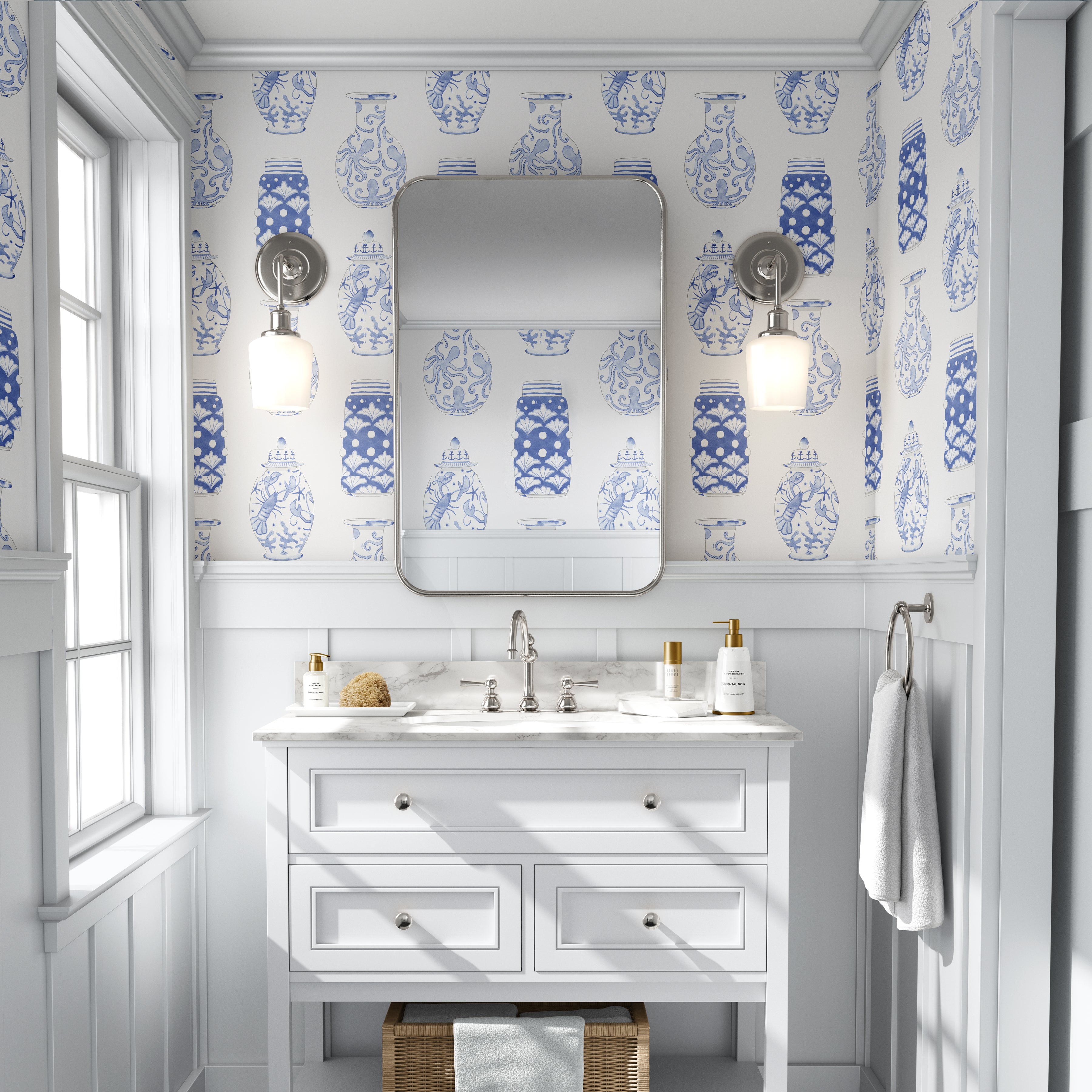 Nautical Ginger Jar Wallpaper by Sara Fitz