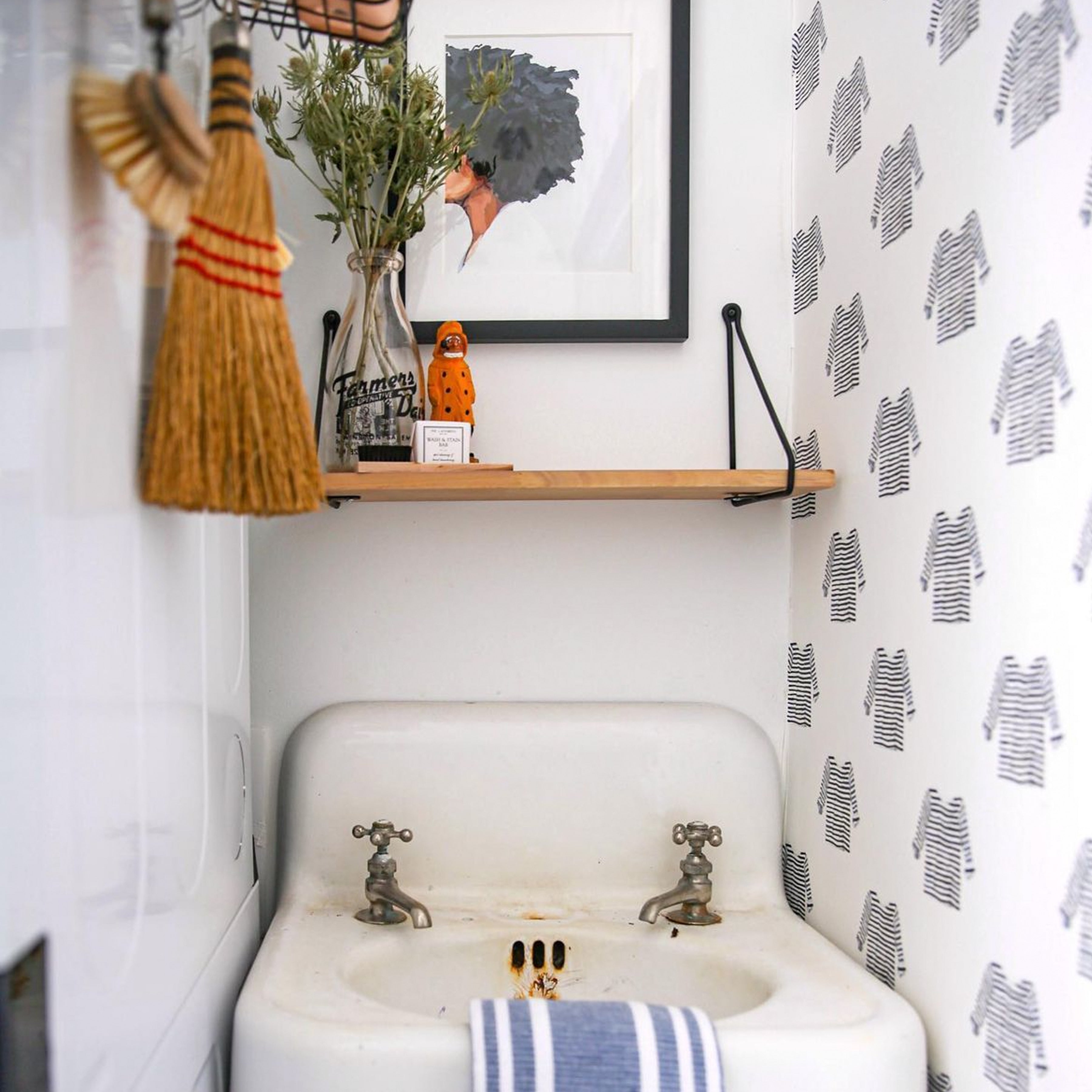 Navy + White Striped Shirt Wallpaper by Sara Fitz