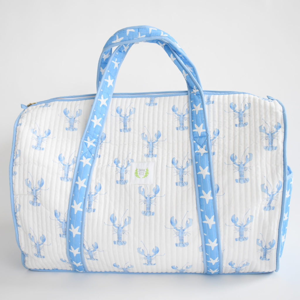 Weekender Tote, Blue Lobster by Sara Fitz