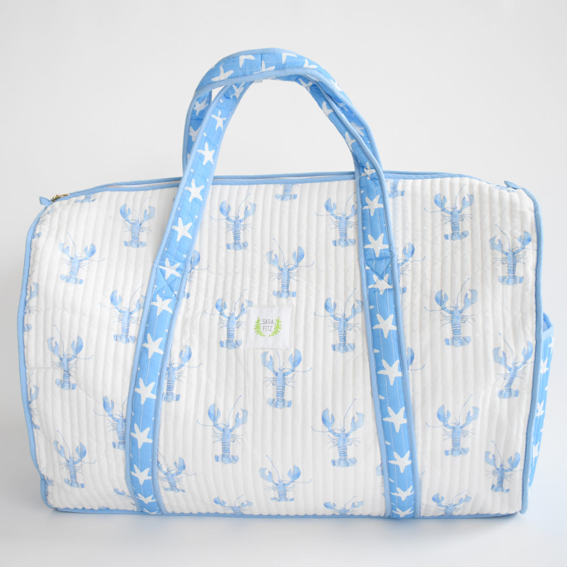Weekender Tote, Blue Lobster by Sara Fitz