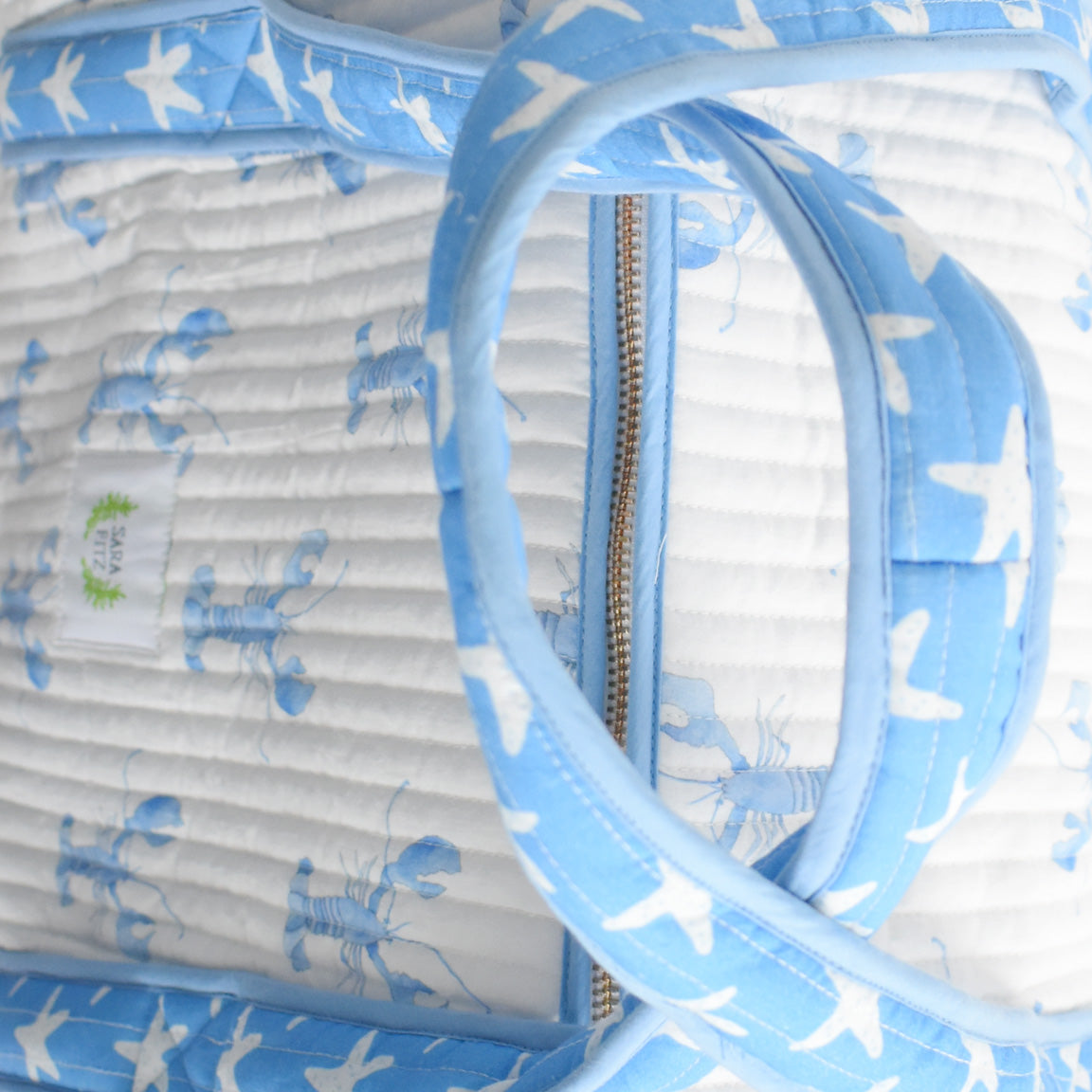 Weekender Tote, Blue Lobster by Sara Fitz