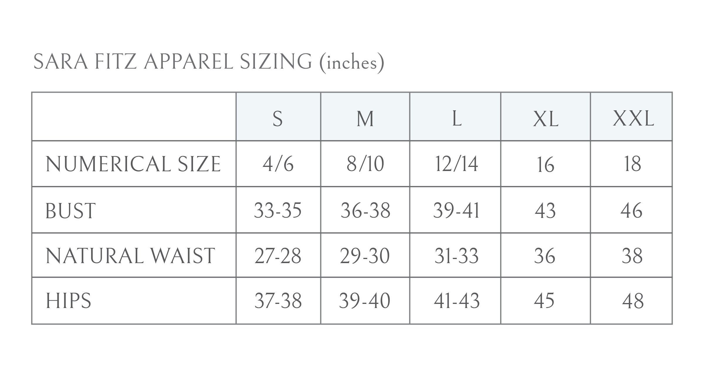 size chart
