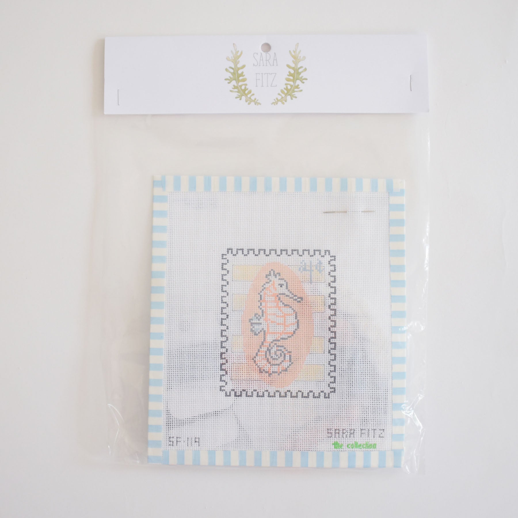Seahorse Stamp Needlepoint by Sara Fitz
