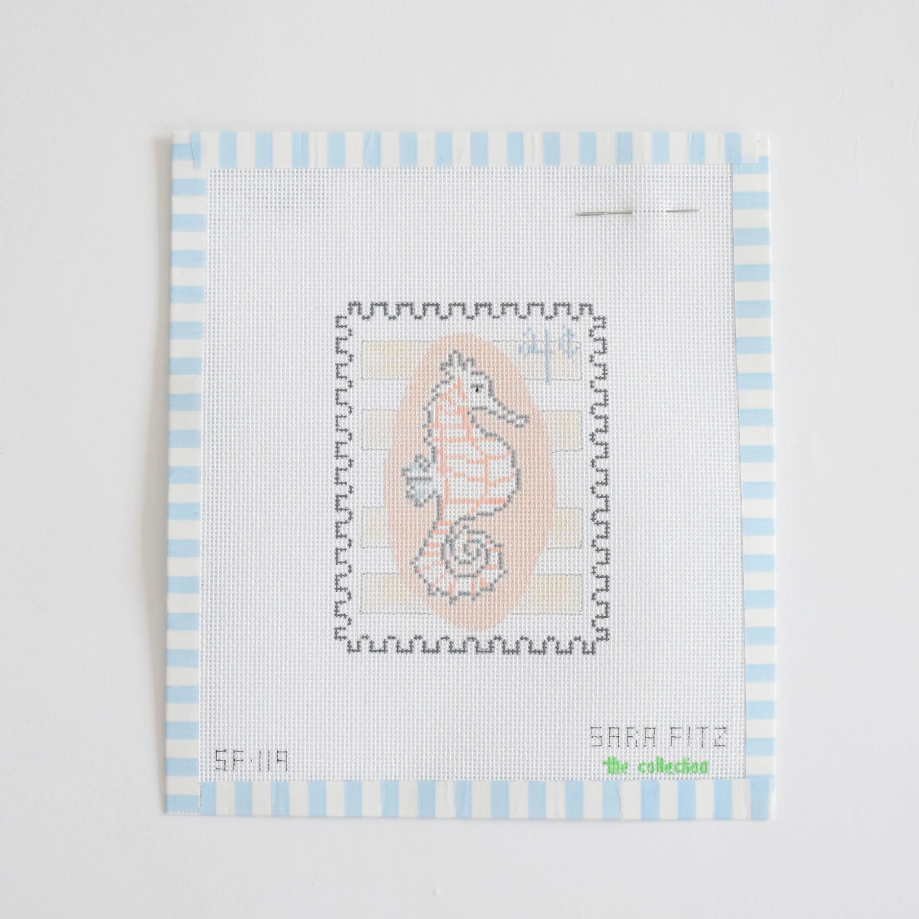 Seahorse Stamp Needlepoint by Sara Fitz