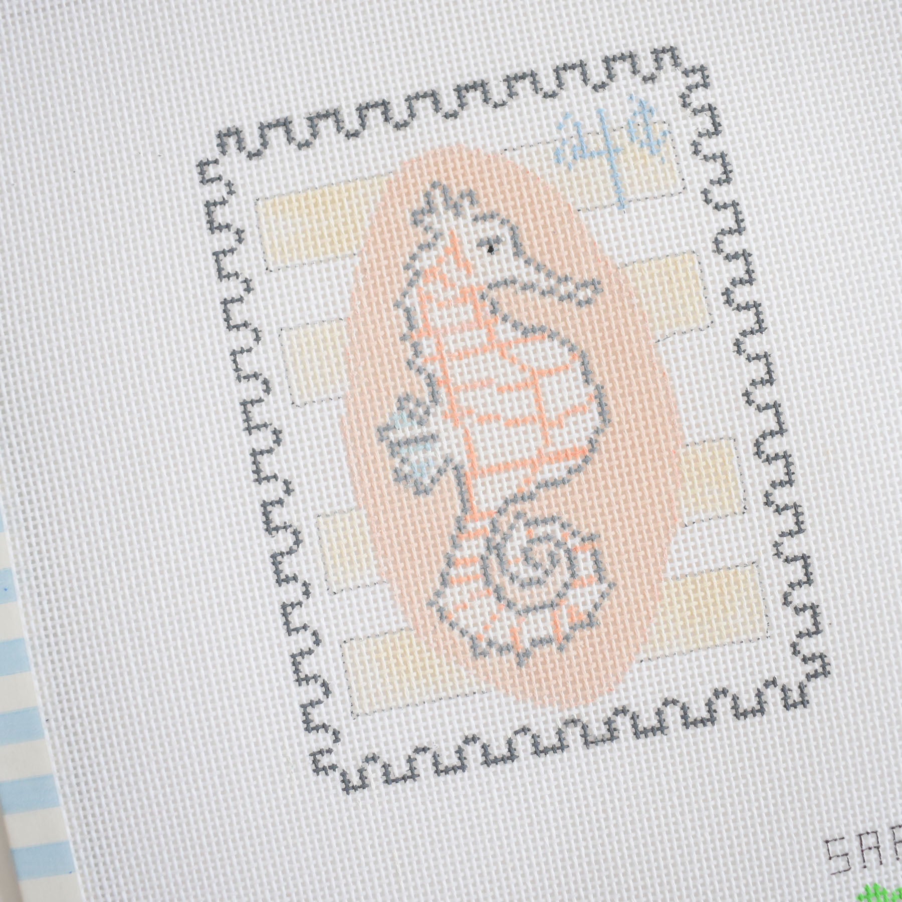 Seahorse Stamp Needlepoint by Sara Fitz