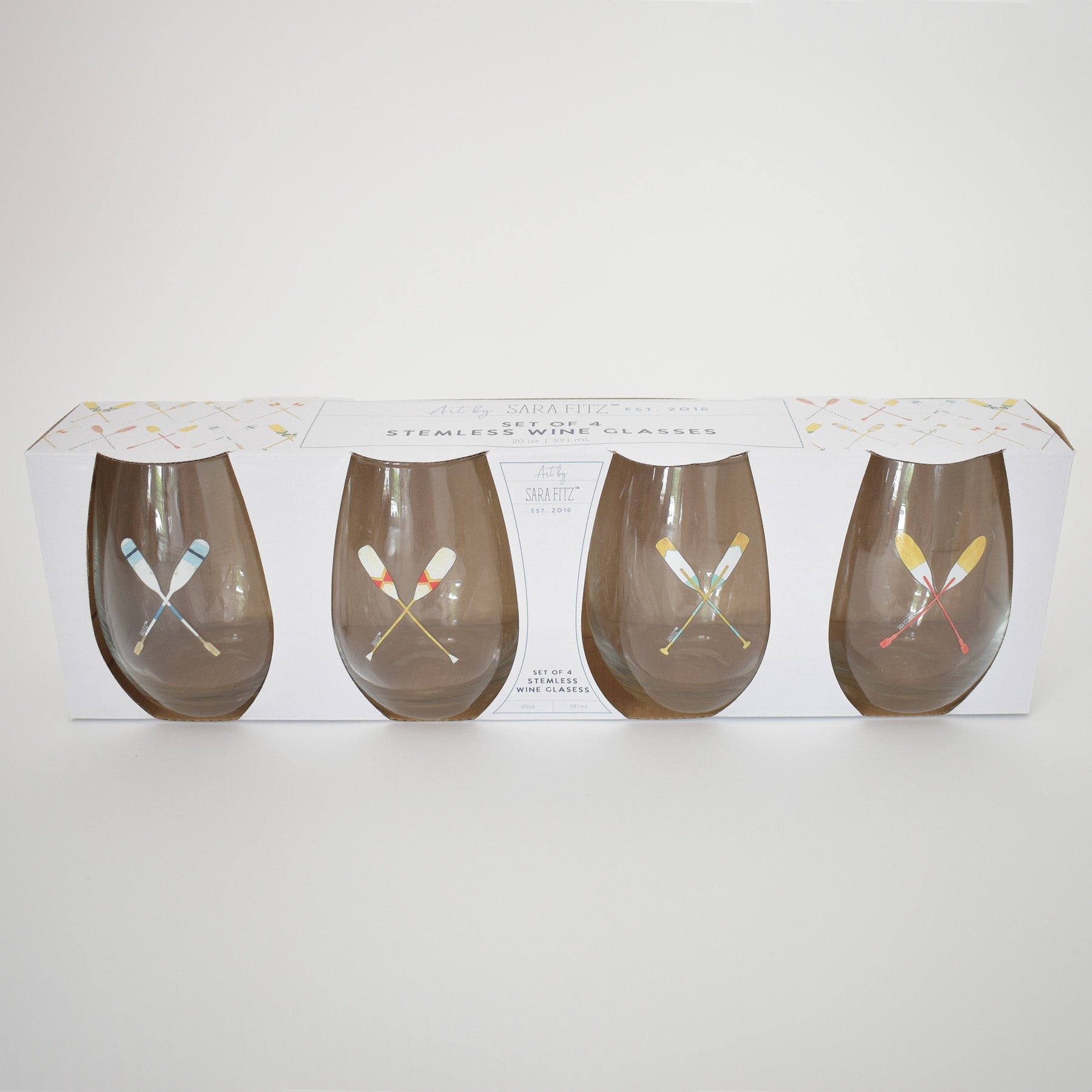 Stemless Wine Glasses, Oar by Sara Fitz
